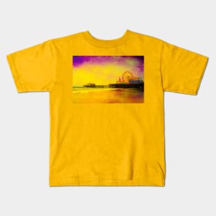 Yellow Purple Santa Monica Pier Kids T-Shirt